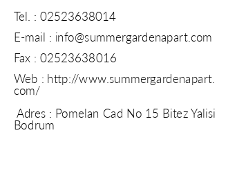 Summer Garden Apart iletiim bilgileri